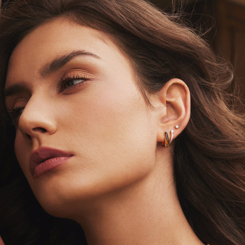 Gold Sparkling Pav¨¦ Huggie Hoop Earrings